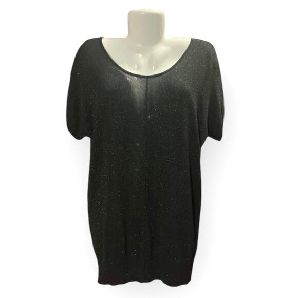 Old Navy Women's Black w/ Metallic Threading Short Sleeve Knit Sweater | Size M - Picture 1 of 7
